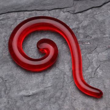 Detail View 1 of A Pair of Claw Hook Acrylic Ear Gauge Taper Hanger-Red